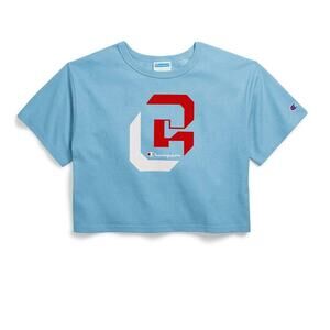 Champion Blue Logo Heritage Short Sleeve Crop Top -XL